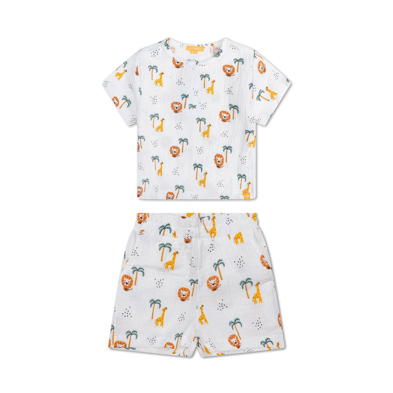 Jungle | meerkleurig jongens set strand - muslin
