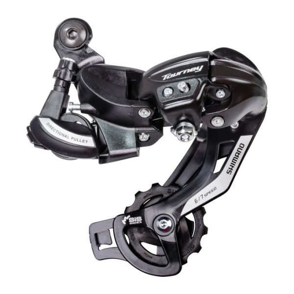 Shimano Tourney TZ500 6-speed achterderailleur. voor bevesting op derailleur pad,( hangverpakking)