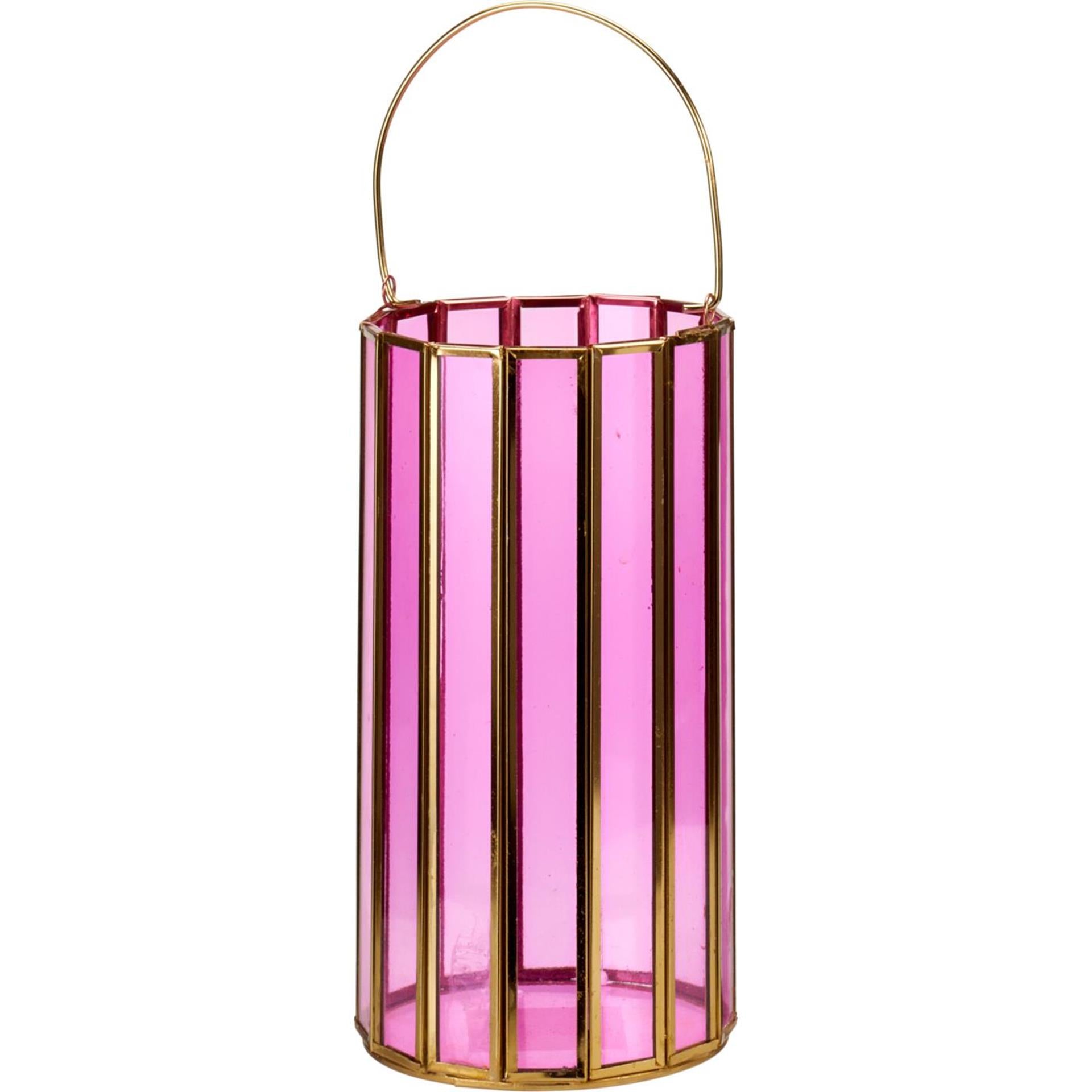 Home styling lantaarn gekleurd glas met metaal ø23cm