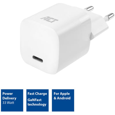 ACT Connectivity Compacte USB-C lader 33W met Delivery en GaN