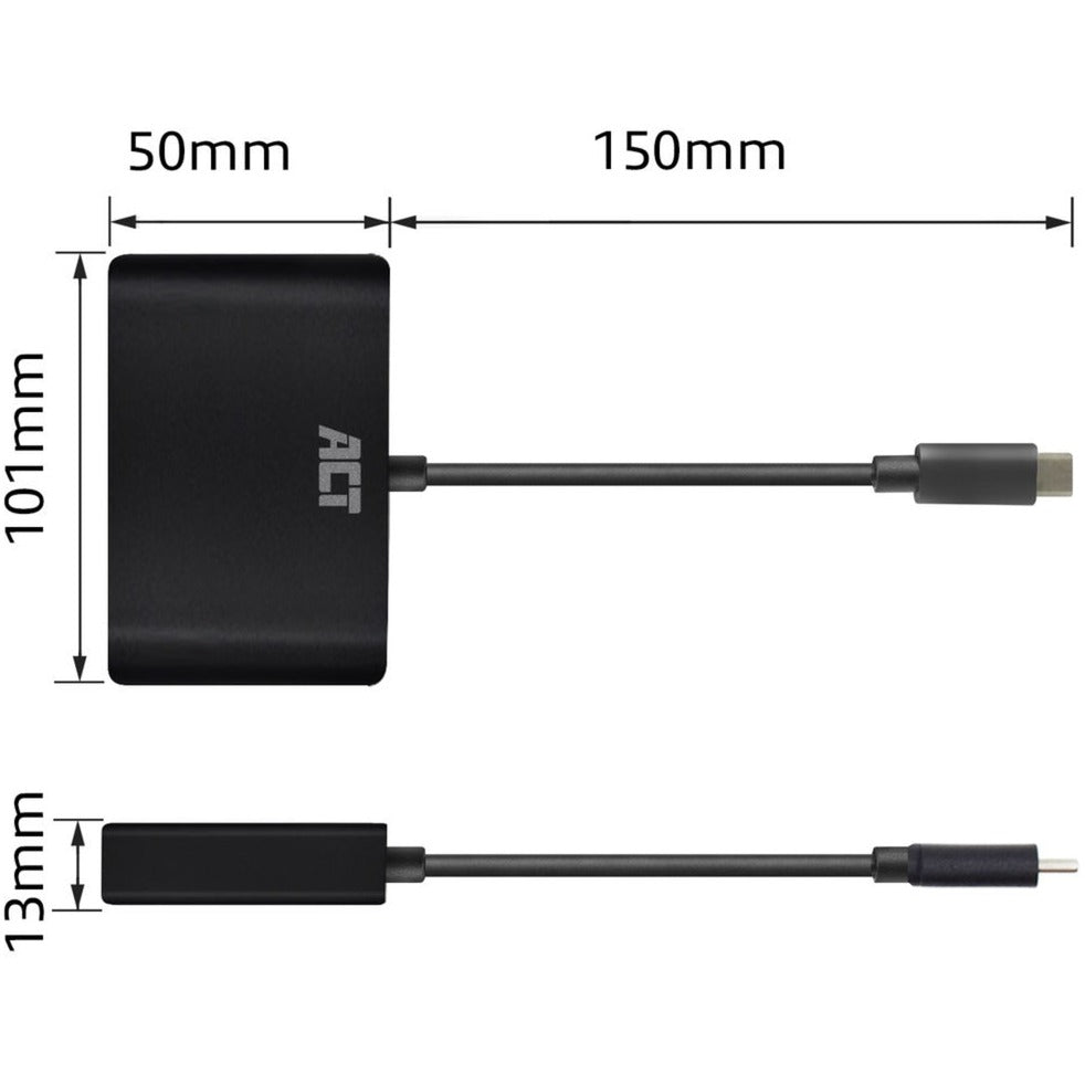 Act connectivity usb-c naar hdmi of vga multiport adapter 4k met et