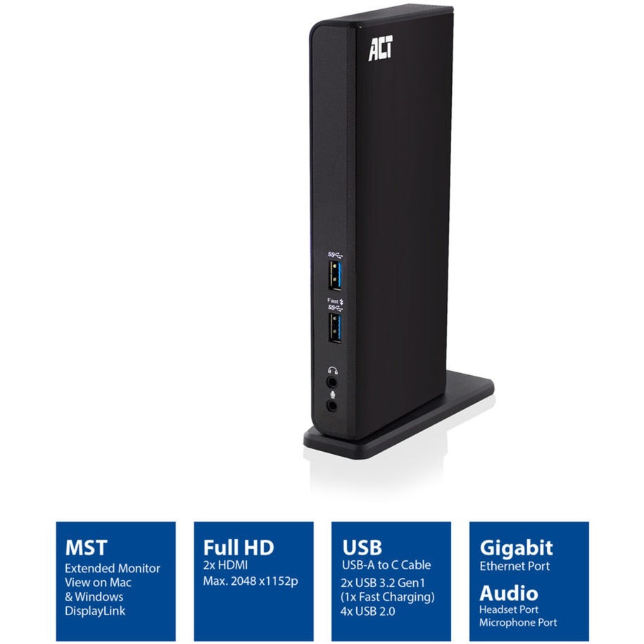 Act connectivity usb-c of usb-a dual monitor docking station