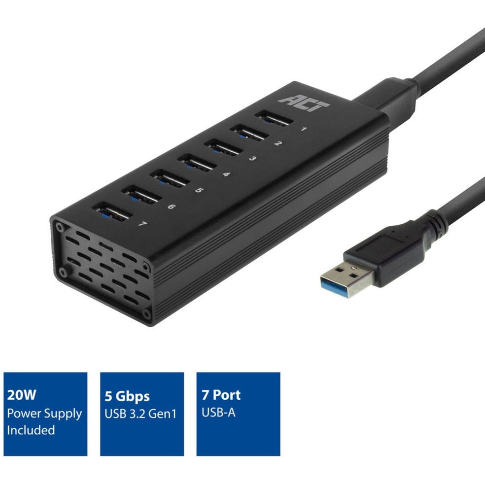 ACT Connectivity USB Hub 7 Port met stroomadapter