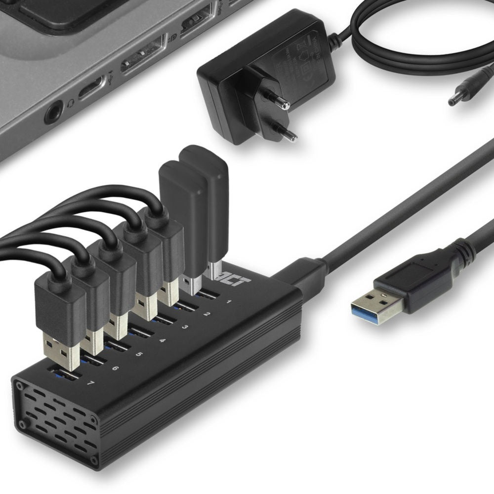 ACT Connectivity USB Hub 7 Port met stroomadapter