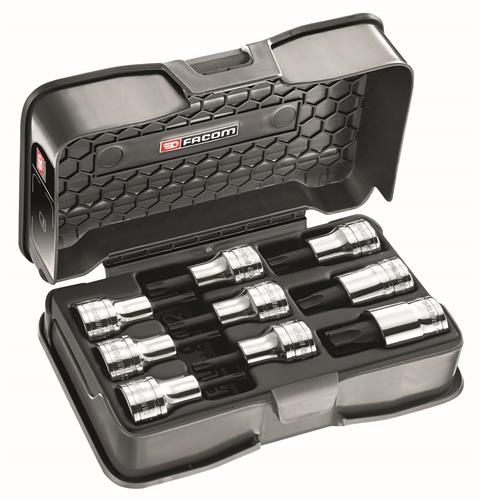 Facom set van 9 schroevendraaierdoppen torx 1 2