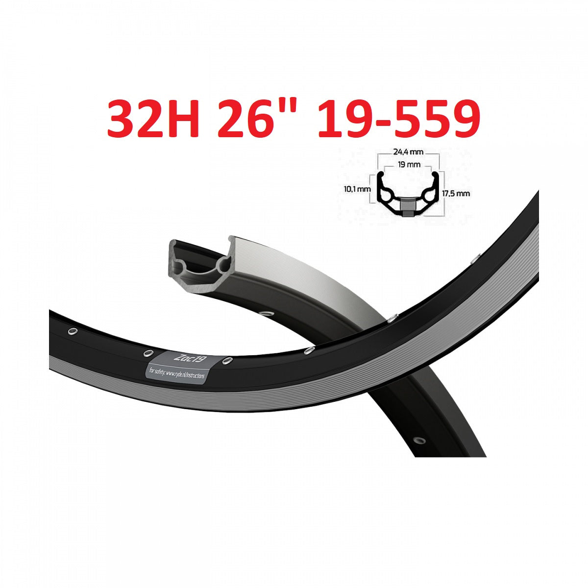 Ryde velg 26 zac19 zwart cnc 32 14