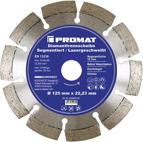 Promat tecwerk diamantzaagblad | d. 125 mm gat 22, 23 mm | lasergelast | 12 mm - 4000841421