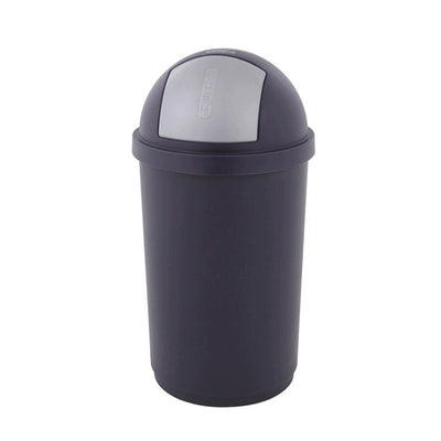 Afvalbak met pushdeksel blauw zilver (45 liter)
