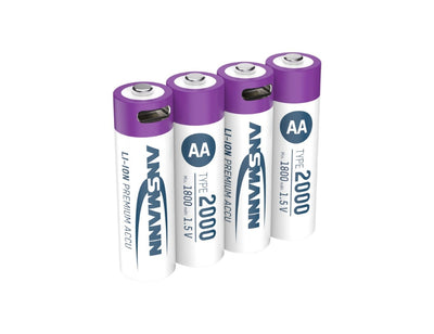 Ansmann oplaadbare aa batterijen - li-ion - incl. usb-c oplaadkabel - 4 stuks