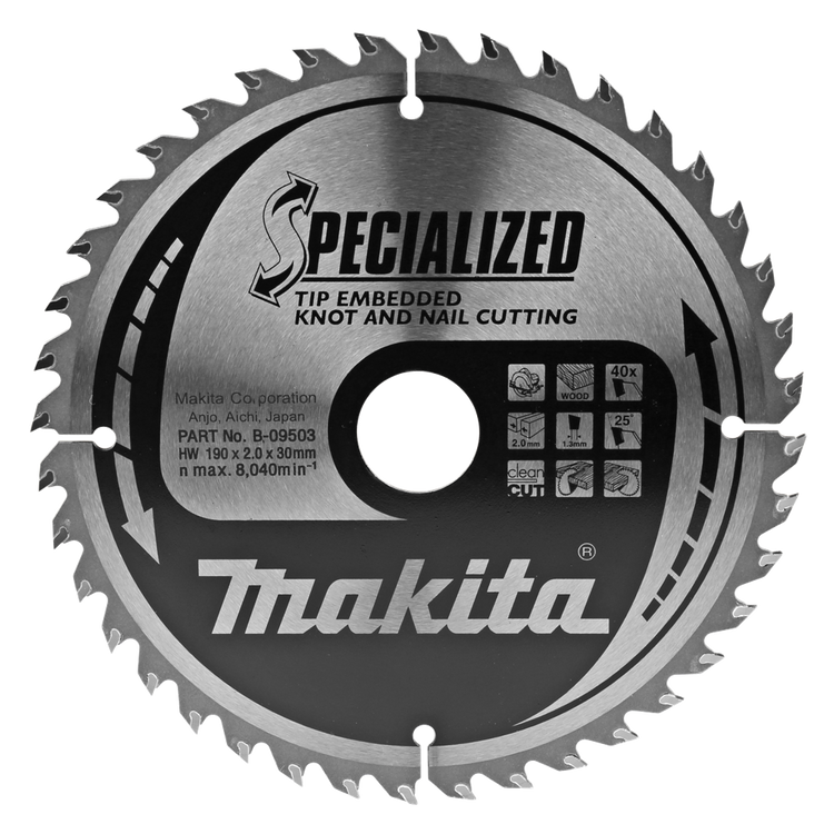 Makita zaagblad | tipe | 190x30x2,0 | 40t | 23 graden - b-09503
