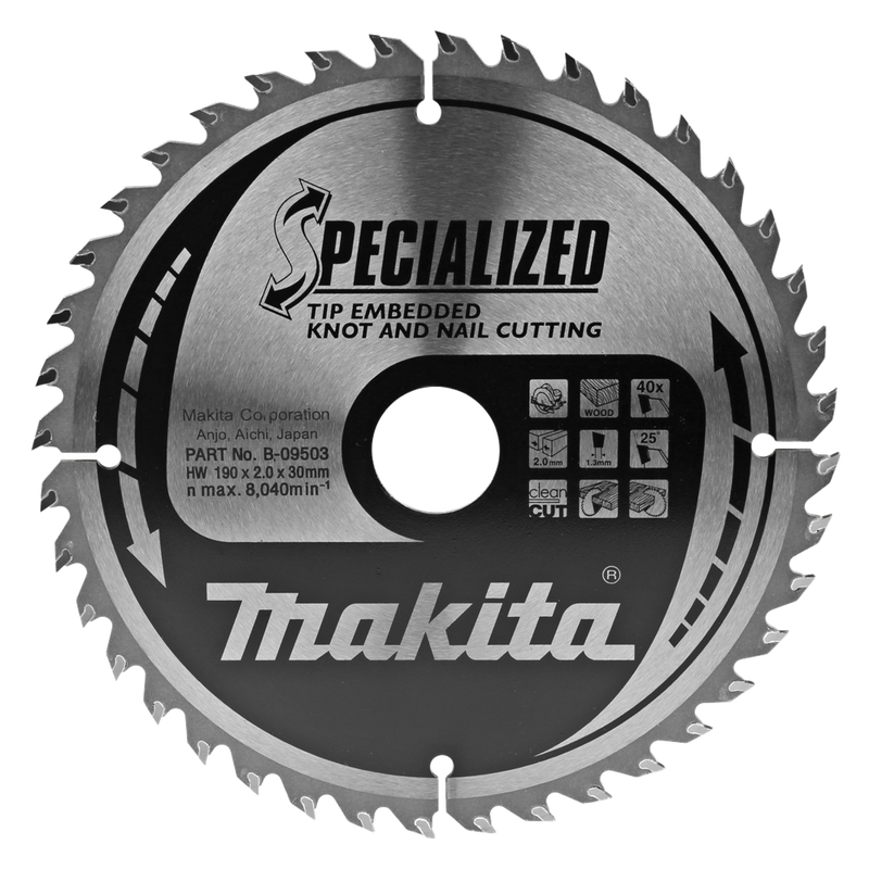 Makita zaagblad | tipe | 190x30x2,0 | 40t | 23 graden - b-09503