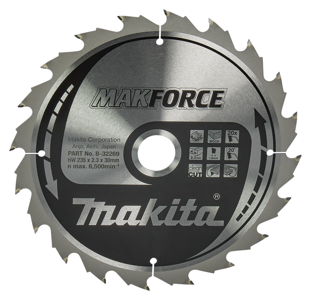 Makita accessoires cirkelzaagblad | hout | 235x30x2,3 20t 20g - b-32269