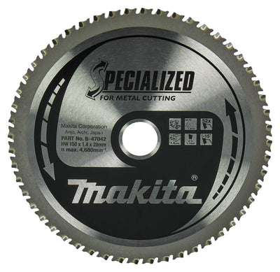 Makita accessoires cirkelzaagblad | dun plaatstaal | 150x20x1,4 52t 0gr - b-47042