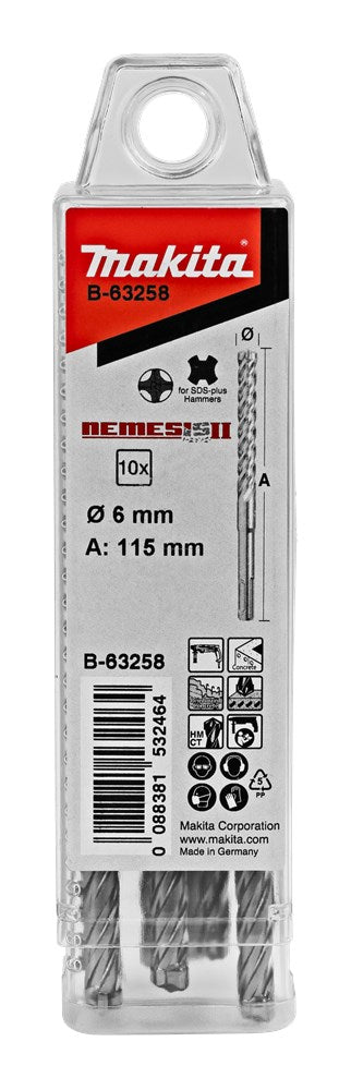 Makita accessoires p4s:sds-plus boor 8x165mm 10st - b-63373