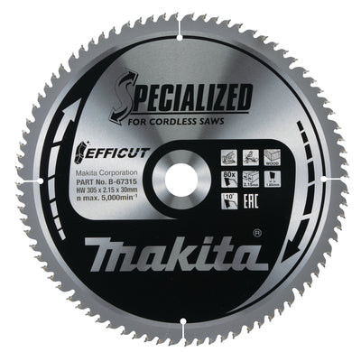 Makita accessoires afkortzaagblad hout efficut 305x30x2,15 80t 10g - b-67315