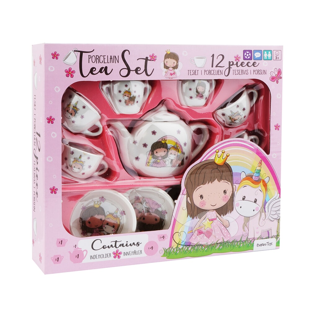 Barbo toys lillie ellie 12-delig porseleinen thee servies – kinder theeset – rollenspel speelgoed – vanaf 3 jaar