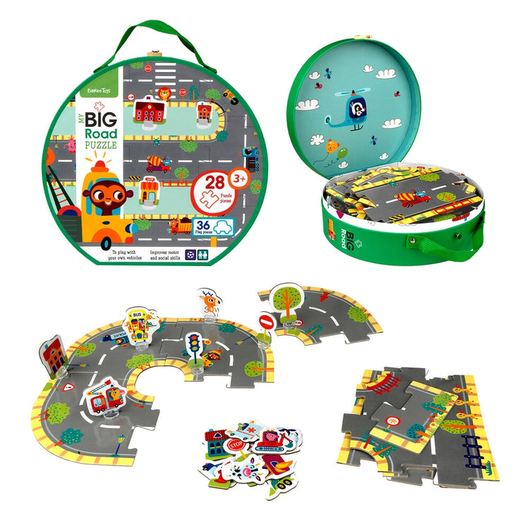 Barbo toys grote wegen puzzel koffer - maak je eigen wegen (5846)