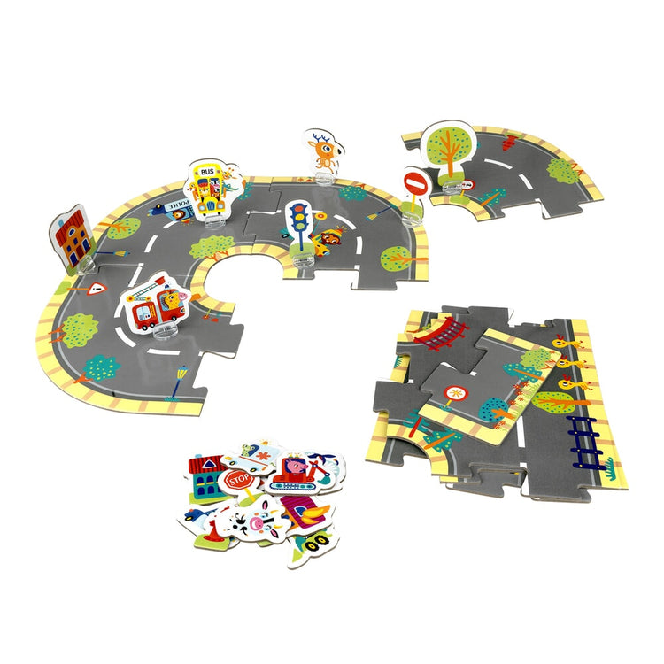 Barbo toys grote wegen puzzel koffer - maak je eigen wegen (5846)