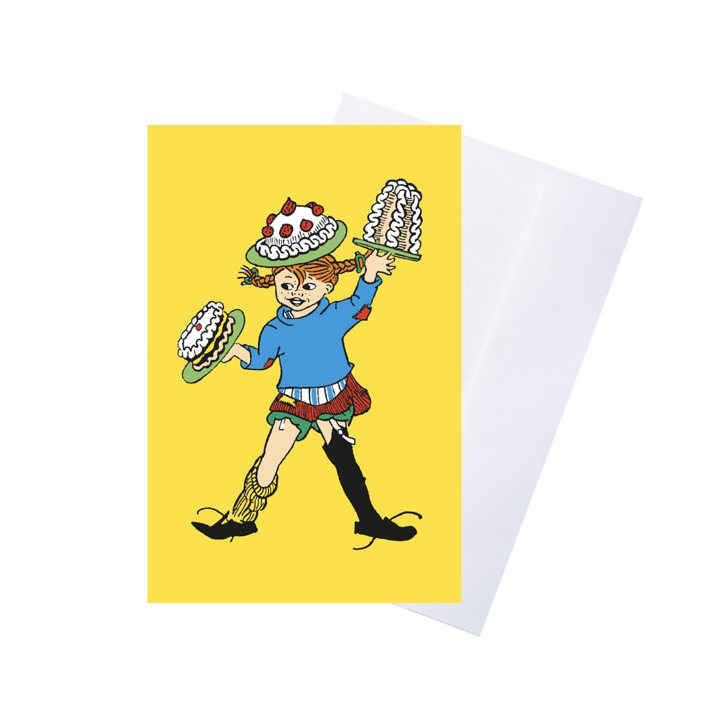 Barbo toys pippi wenskaart met envelop - geel (8615)