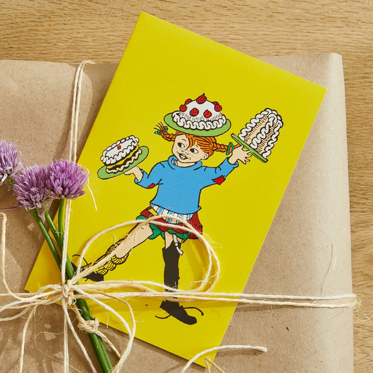 Barbo toys pippi wenskaart met envelop - geel (8615)