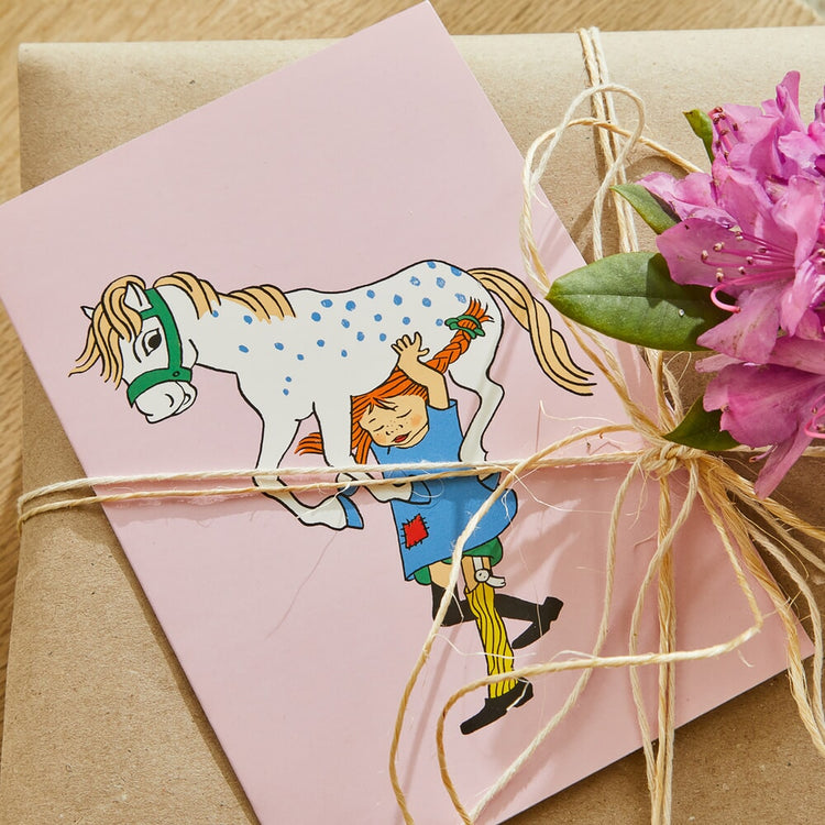 Barbo toys pippi wenskaart met envelop - blauw (8617)