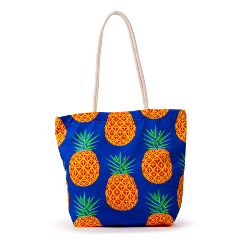 Pineapple print canvas strandtas