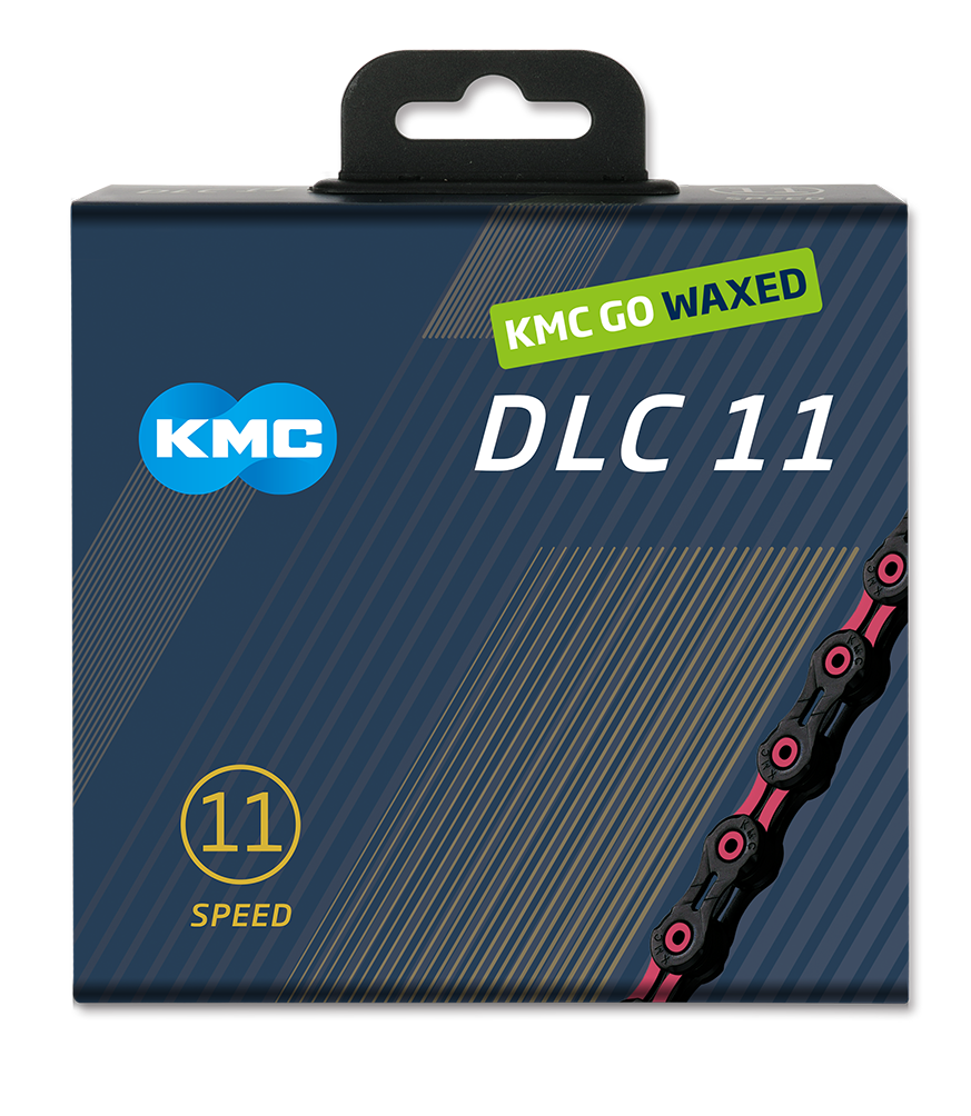 Kmc chain dlc 11 118l box waxed 11-speed black pink