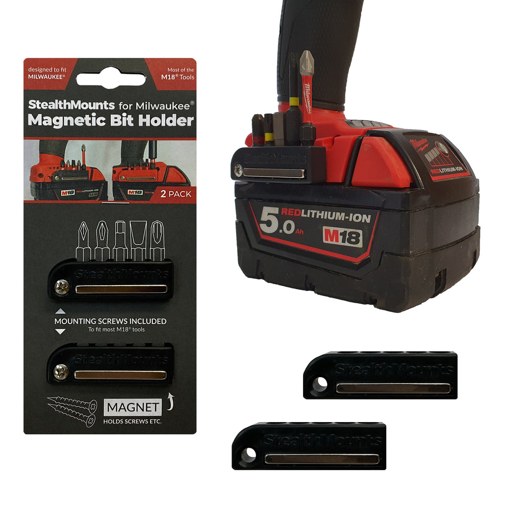 Stealthmounts bithouder voor milwaukee m18 | zwart | 2 stuks - bh-mw18-blk-2