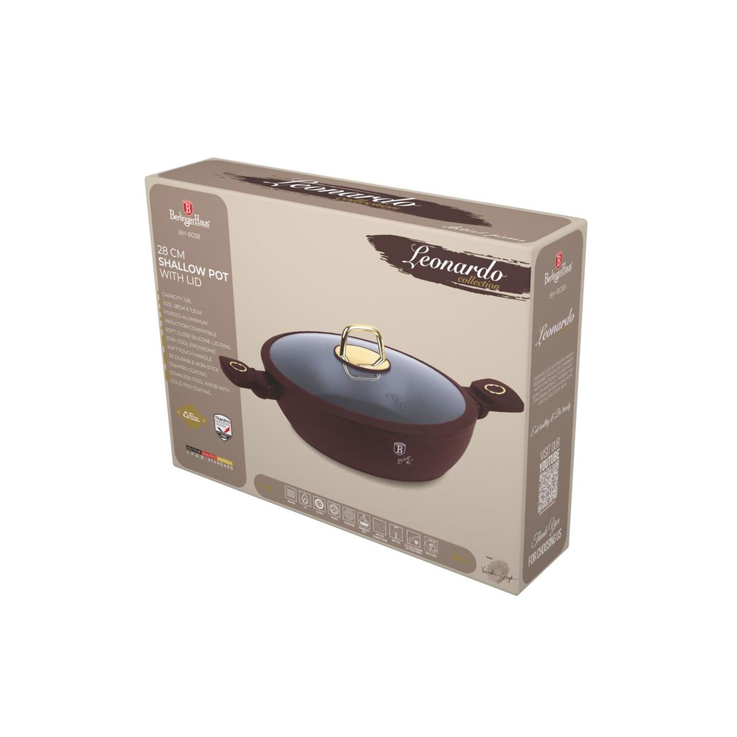 Berlingerhaus berlinger haus leonardo collection braadpan met deksel ø28cm