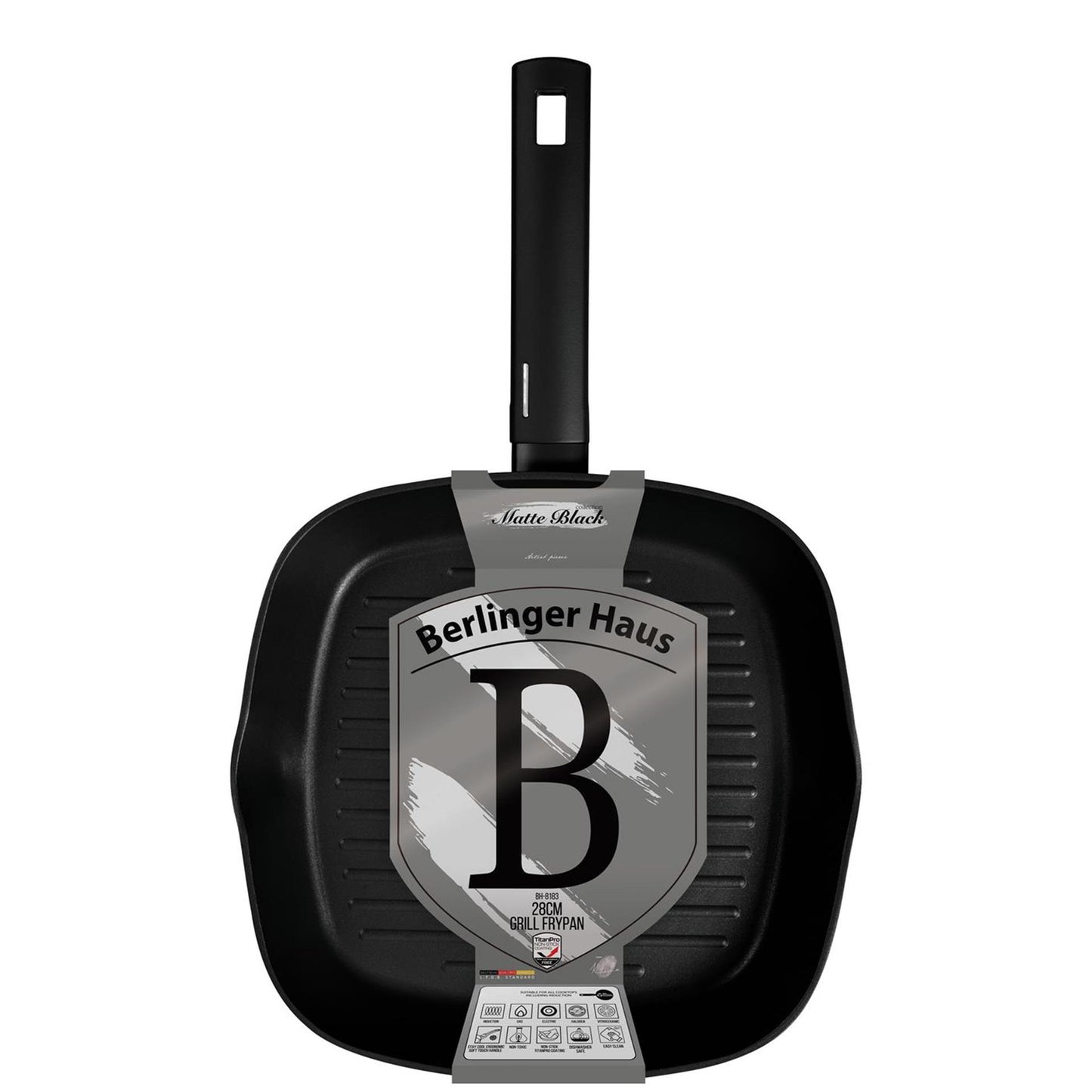 Berlingerhaus grillpan mat zwart 28cm