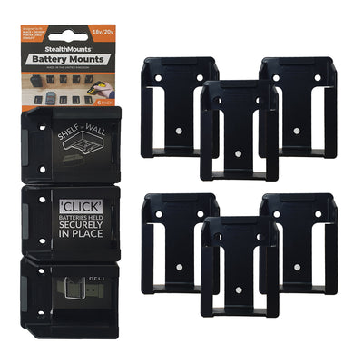Stealthmounts batterijhouders stanley black decker porter kabel | zwart | 6 stuks - bm-sbp-blk-6