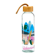 Volkswagen busje vw t1 waves 500ml duurzame glazen waterfles bamboe deksel - afbeelding 1