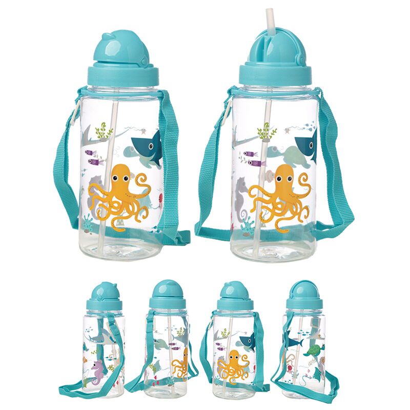 Zeedieren duurzame bpa-vrij 450ml kinder waterfles rietje