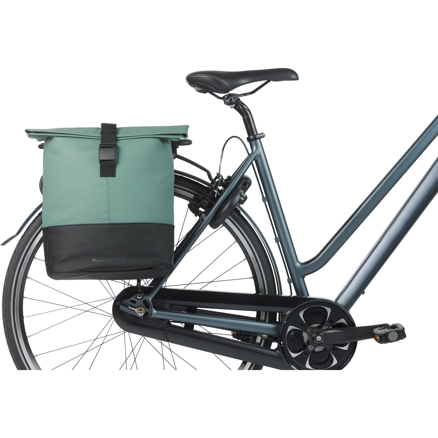 Basil dubbele fietstas cove mik 28-32l 14 x 29 x 36 cm - groen zwart