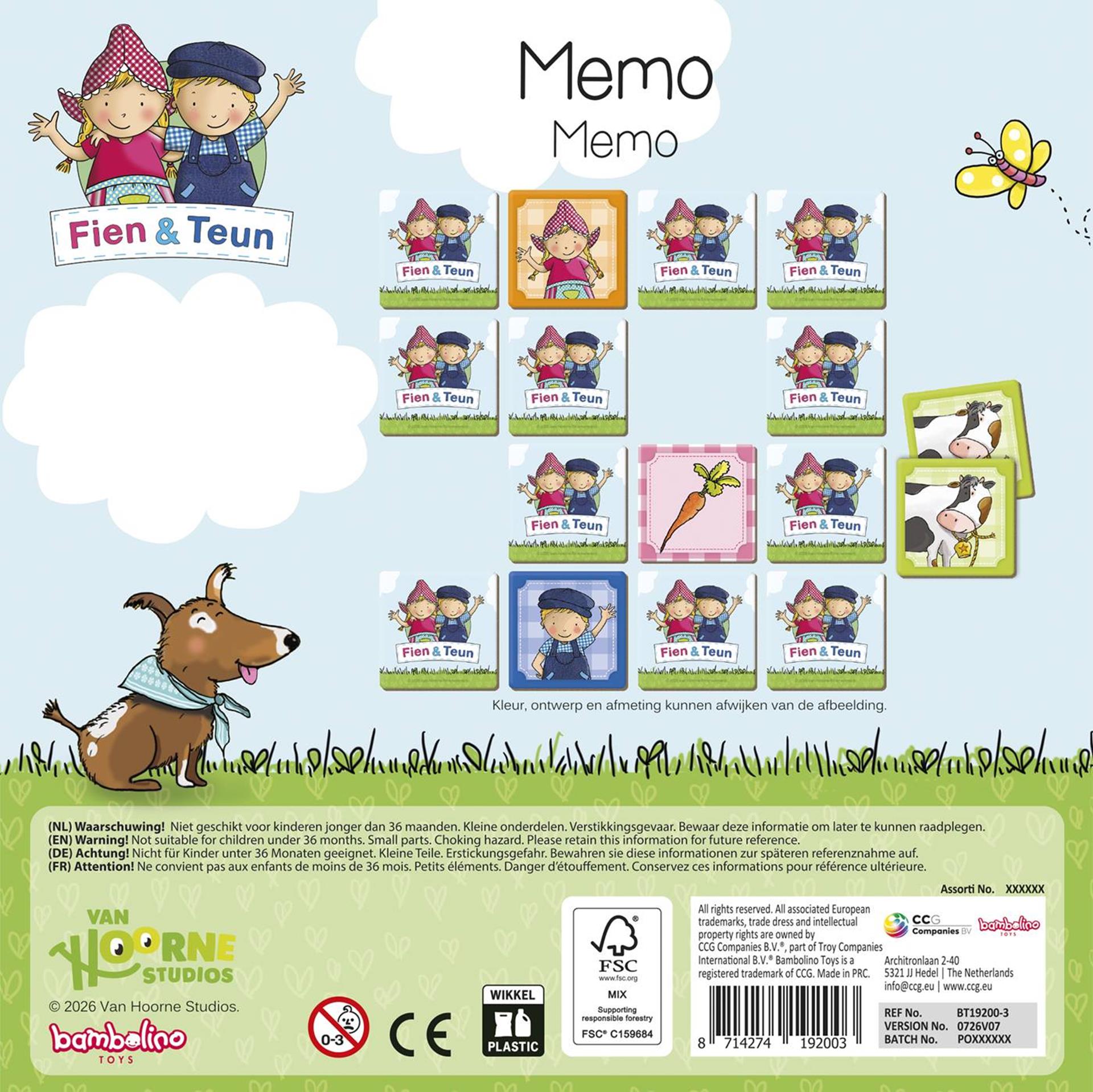 Fien teun memo spelletje - geheugen spel educatief spelgoed - boerderij - bambolino toys - vanaf 3 jaar