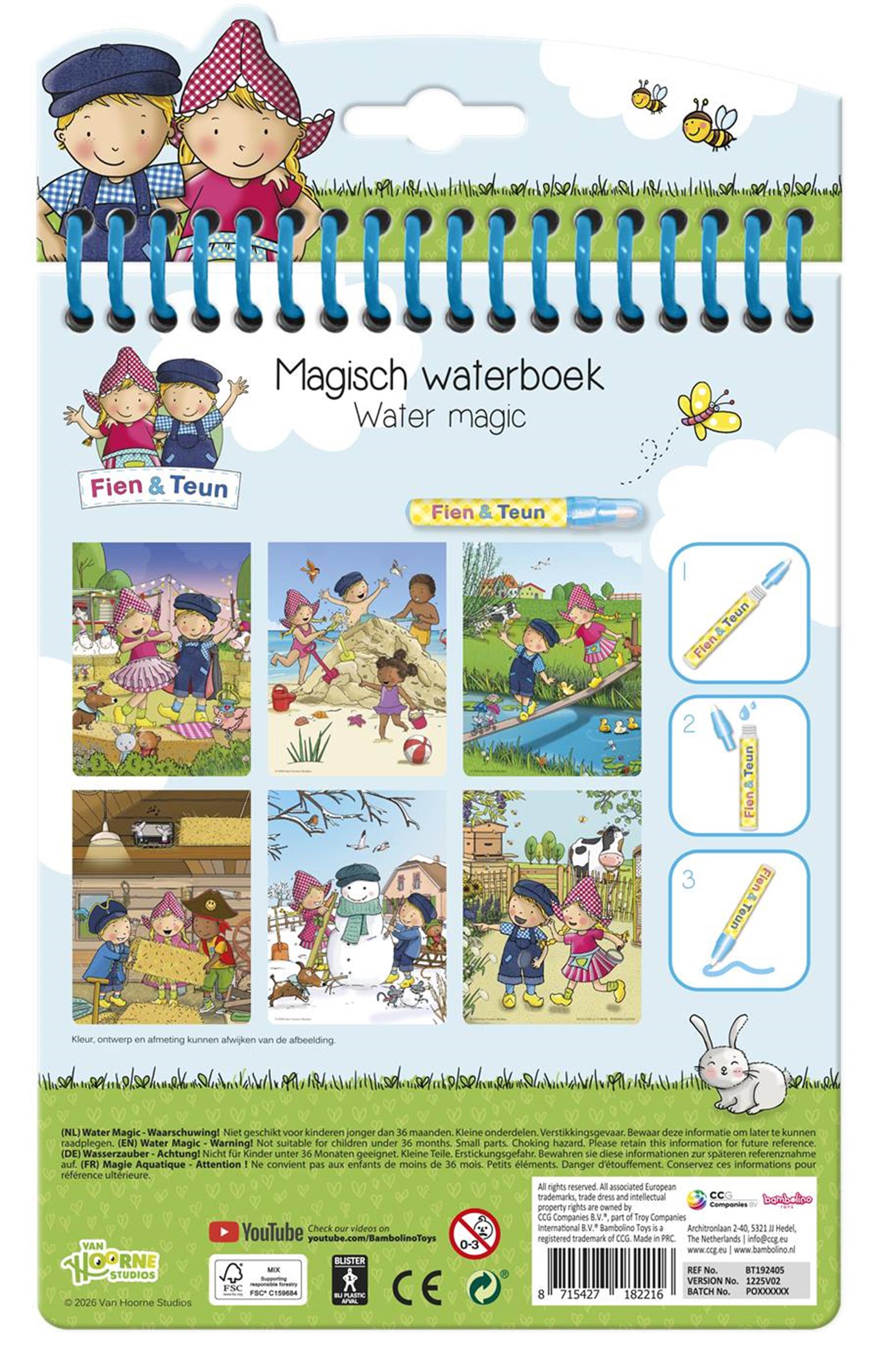Fien teun water kleur boekje - herbruikbaar magisch kleurboek - kleuren educatief peuter speelgoed - vanaf 2 jaar