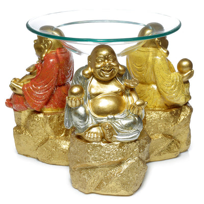 Geluk glitter chinese lachende boeddha olie- en wax geurbrander