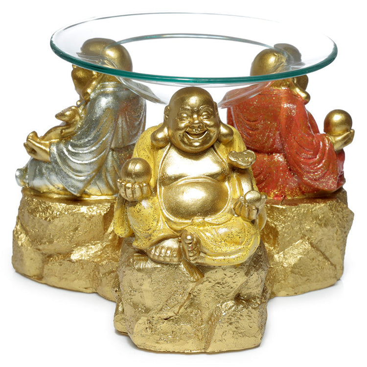 Geluk glitter chinese lachende boeddha olie- en wax geurbrander