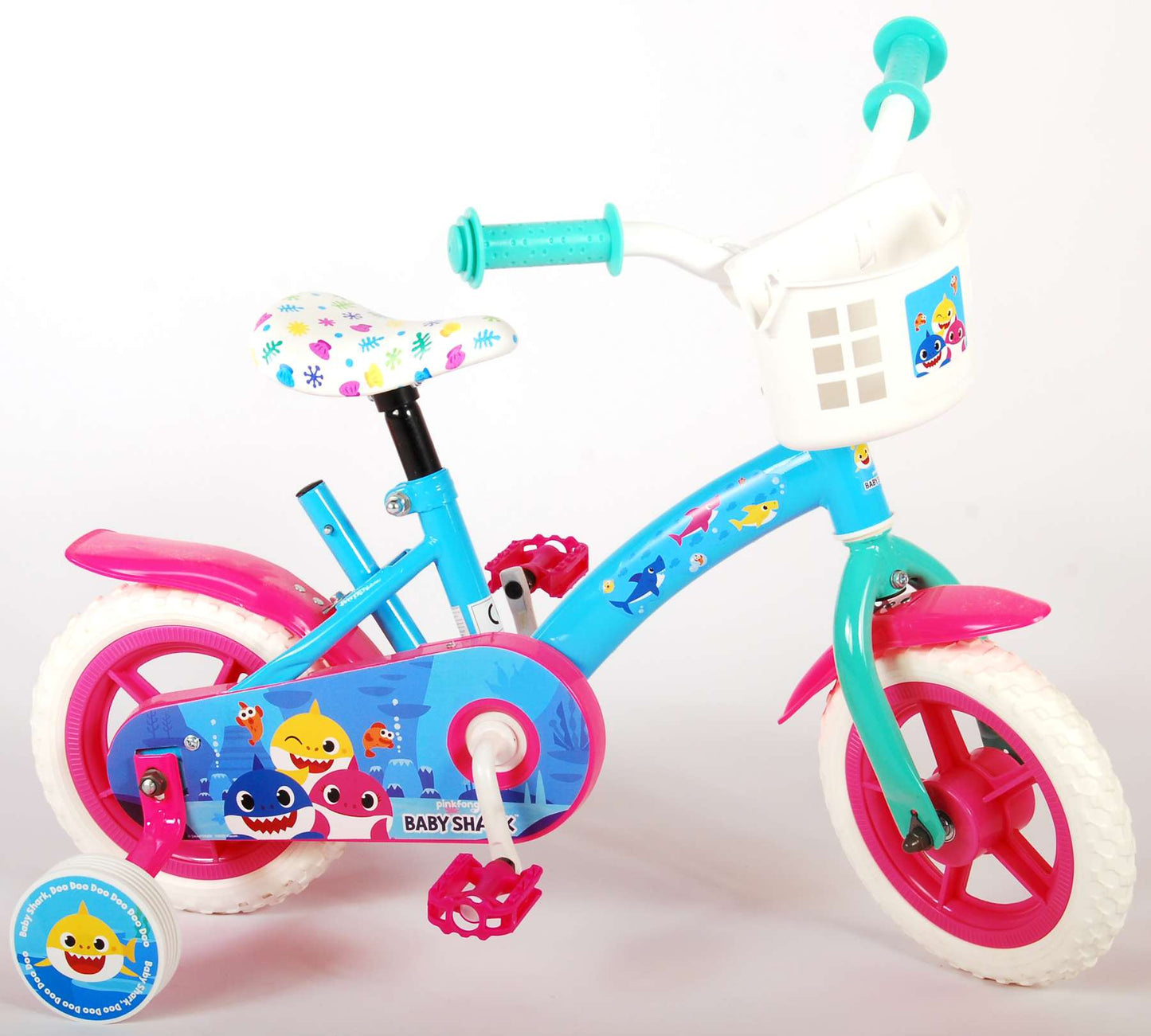 Ocean Kinderfiets - Unisex - 10 inch - Roze Blauw - Doortrapper