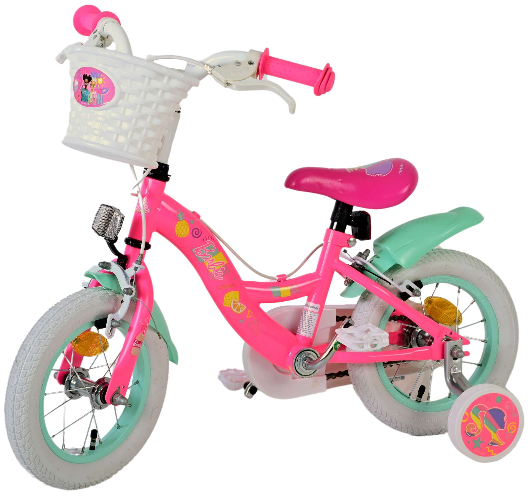 Barbie kinderfiets - meisjes - 12 inch - roze - twee handremmen