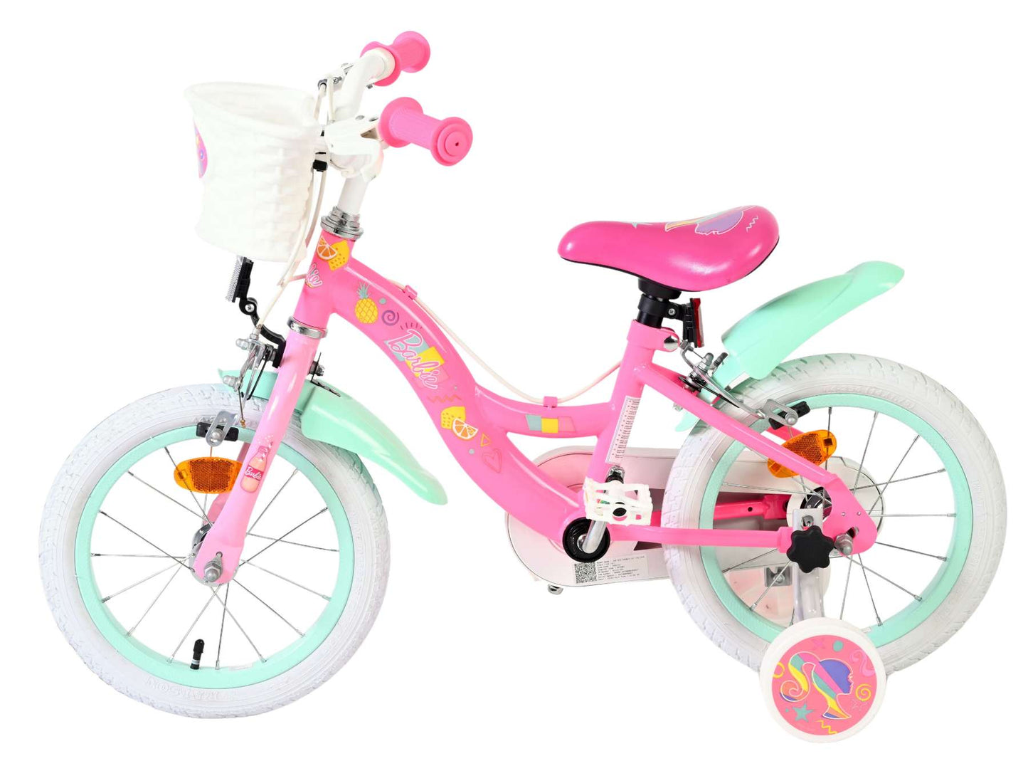 Barbie kinderfiets - meisjes - 14 inch - roze - twee handremmen
