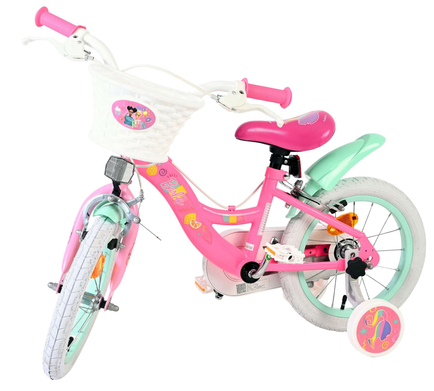 Barbie kinderfiets - meisjes - 14 inch - roze - twee handremmen