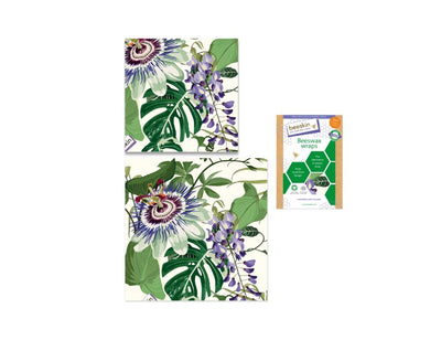 Beeskin bijenwasdoeken set - medium en large - passion flower