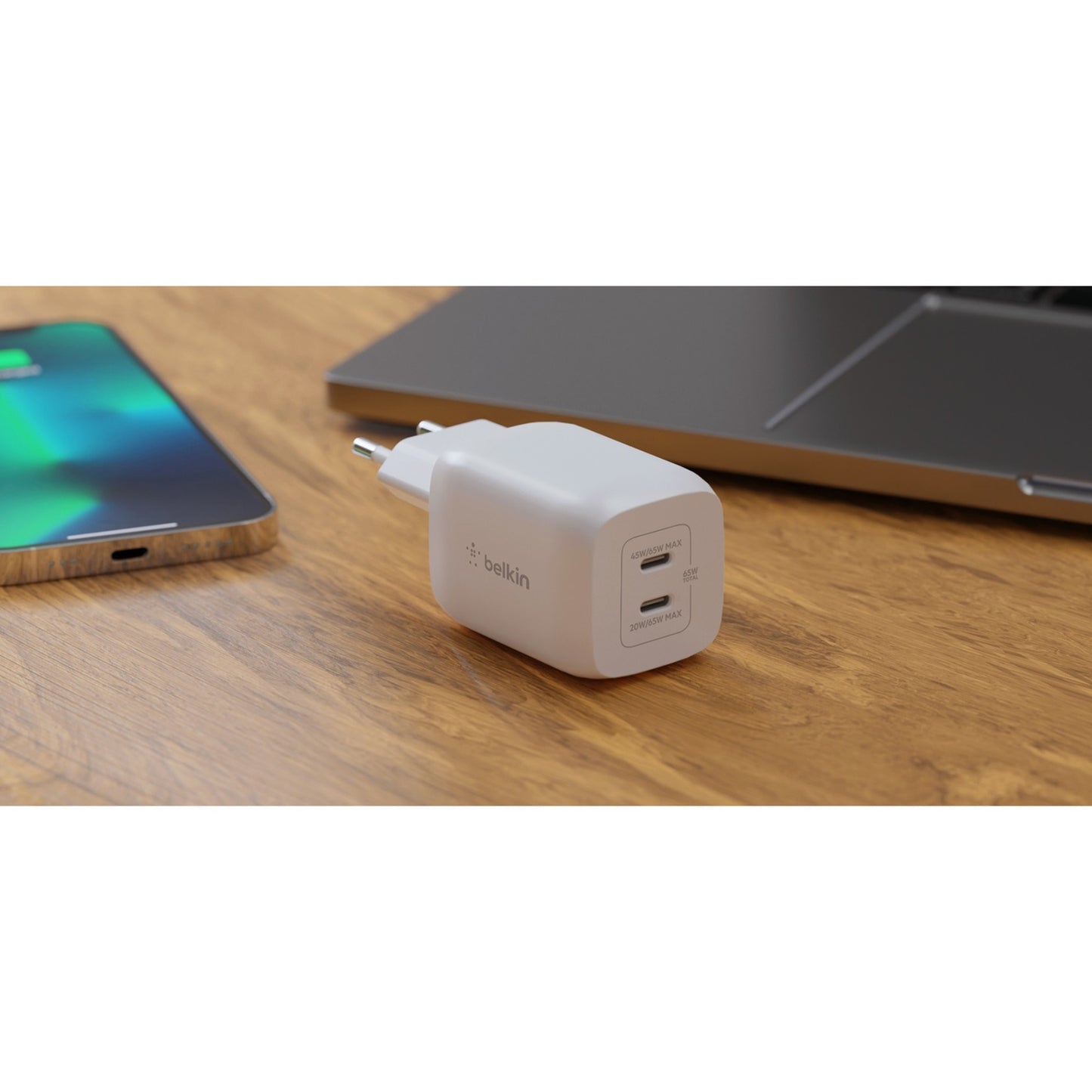 Belkin BoostCharge 2-poorts USB-C GaN-wandlader met P