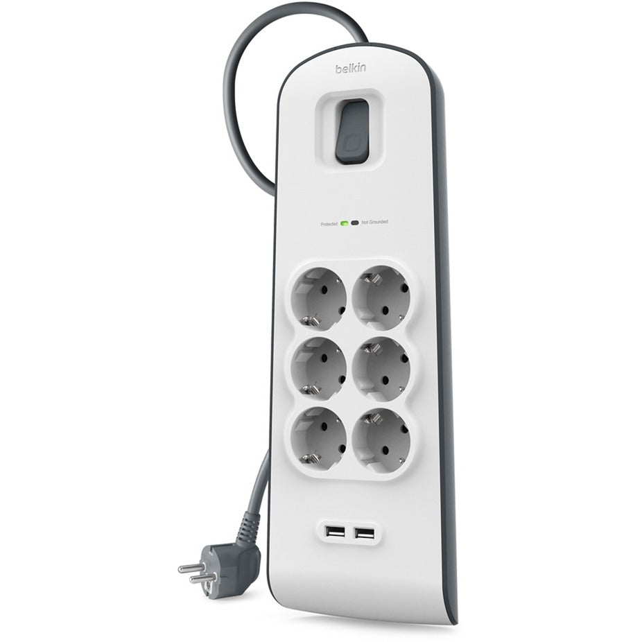 Belkin Spanningsbeveiliger met 6 stopcontacten en 2 USB-p