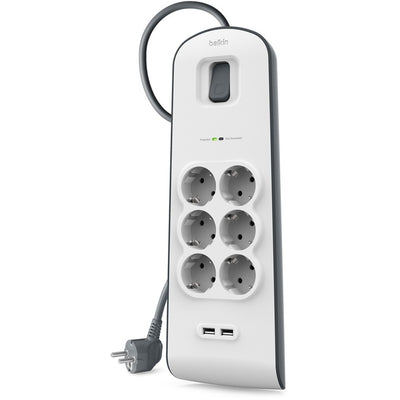 Belkin Spanningsbeveiliger met 6 stopcontacten en 2 USB-p