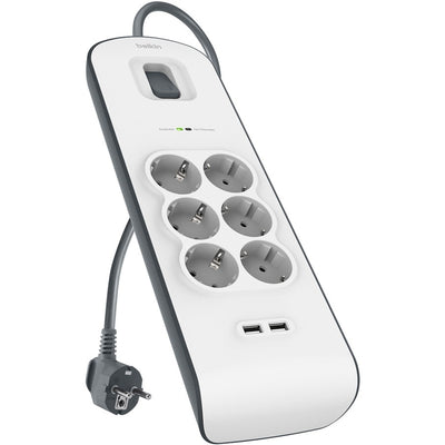 Belkin Spanningsbeveiliger met 6 stopcontacten en 2 USB-p