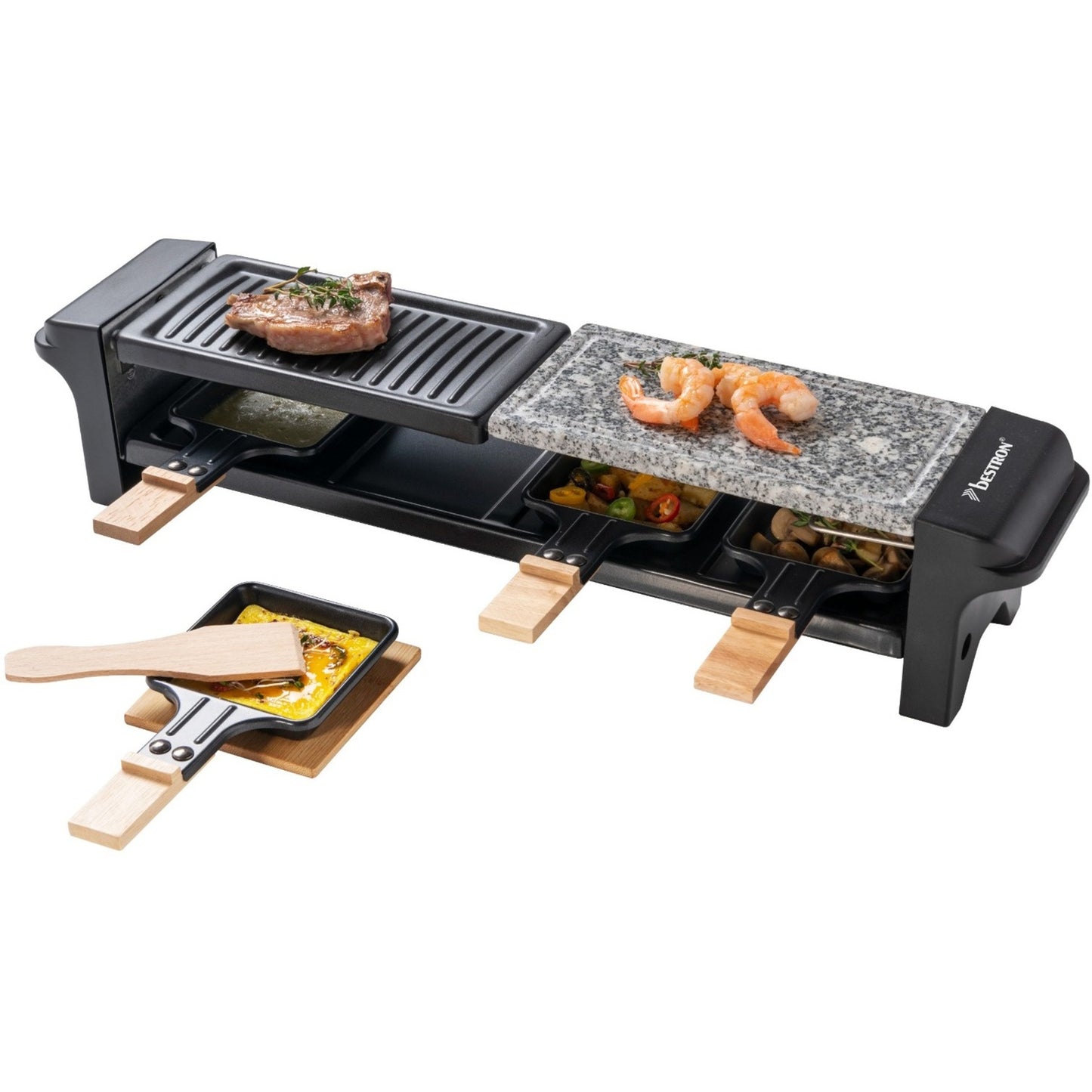 Bestron ARG200BW Raclette met natuurgrillsteen en grillpla