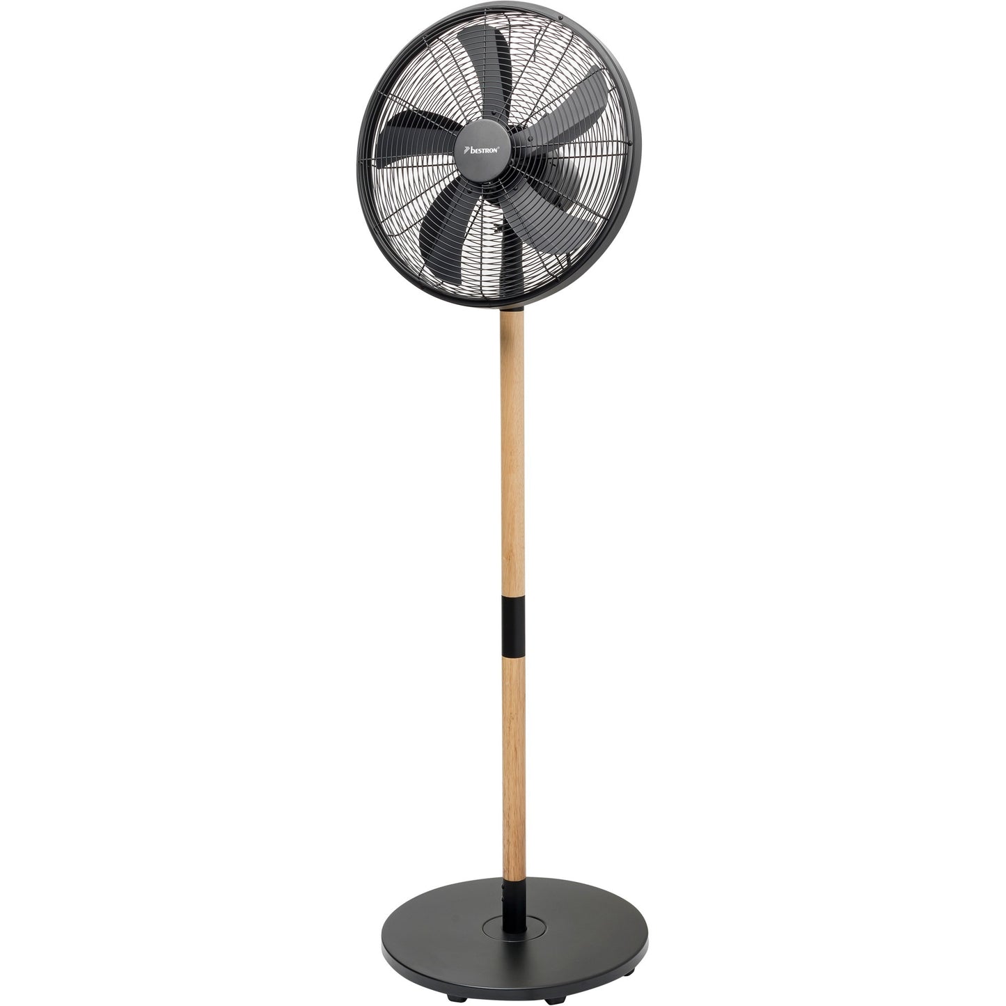 Bestron dfs45wb design statiefventilator (zwart houtkleur, ø 45 cm | stijlvol hout desgin)