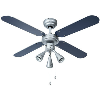 Bestron dlhb42s plafondventilator met verlichting (zilver donkerblauw, ø 102 cm | met zomer- winterfunctie | 3x gu10 ledlampjes)